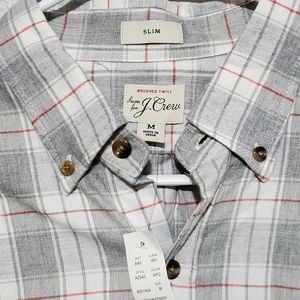 NWT ✨ J Crew brushed twill slim cotton plaid button up casual shirt Men's size M